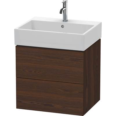 Duravit LC627506969 - Duravit L-Cube 23" Wall Mount Two Drawer Single Vanity Cabinet In Brushed Walnut, Sink Sold Separately