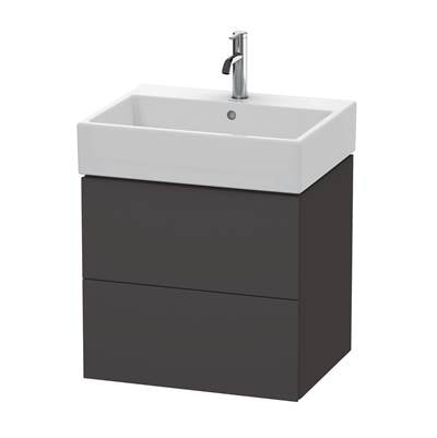 Duravit LC627508080 - Duravit L-Cube 23" Wall Mount Two Drawer Single Vanity Cabinet In Super Matte Graphite, Sink Sold Separately