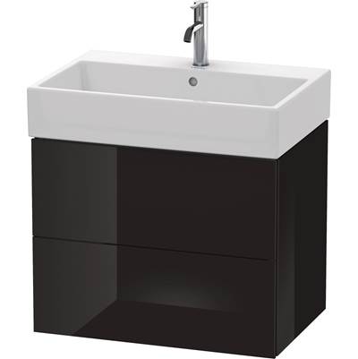 Duravit LC627604040 - Duravit L-Cube 26 7/8" Wall Mount Two Drawer Single Vanity Cabinet In High Gloss Black, Sink Sold Separately