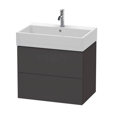 Duravit LC627608080 - Duravit L-Cube 26 7/8" Wall Mount Two Drawer Single Vanity Cabinet In Super Matte Graphite, Sink Sold Separately