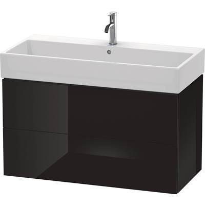 Duravit LC627804040 - Duravit L-Cube 38 3/4" Wall Mount Two Drawer Single Vanity Cabinet In High Gloss Black, Sink Sold Separately