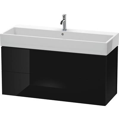 Duravit LC627904040 - Duravit L-Cube 46 5/8" Wall Mount Two Drawer Single Vanity Cabinet In High Gloss Black, Sink Sold Separately