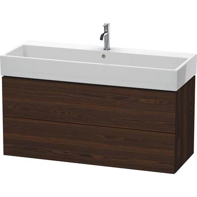 Duravit LC627906969 - Duravit L-Cube 46 5/8" Wall Mount Two Drawer Double Vanity Cabinet In Brushed Walnut, Sink Sold Separately