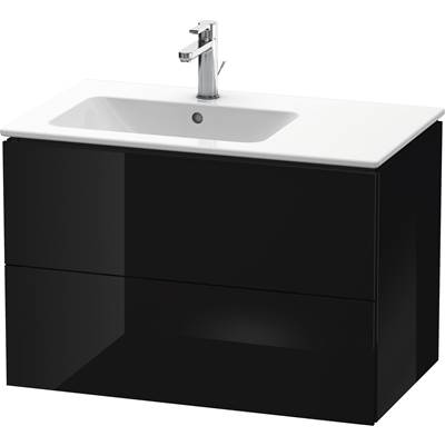 Duravit LC629104040 - Duravit L-Cube 32 1/4" Wall Mount Two Drawer Single Vanity Cabinet In High Gloss Black, Sink Sold Separately