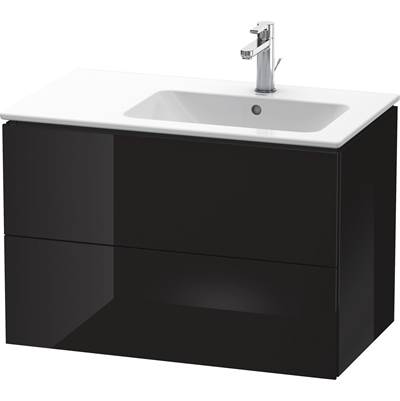 Duravit LC629204040 - Duravit L-Cube 32 1/4" Wall Mount Two Drawer Single Vanity Cabinet In High Gloss Black, Sink Sold Separately