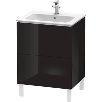 Duravit LC662504040 - Duravit L-Cube 24 3/8" Wall Mount Two Drawer Single Vanity Cabinet In High Gloss Black, Sink Sold Separately