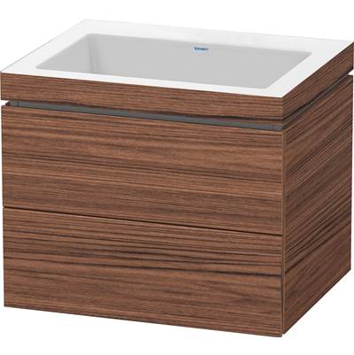 Duravit LC6926N2121 - Duravit L-Cube 23 5/8" Wall Mount Two Drawer C-Bonded Single Vanity In Dark Walnut, Including Cabinet And