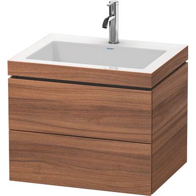Duravit LC6926O7979 - Duravit L-Cube 23 5/8" Wall Mount Two Drawer C-Bonded Single Vanity In Natural Walnut, Including Cabinet And Single Hole Sink