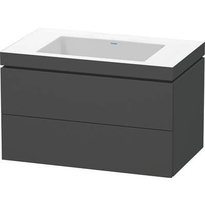 Duravit LC6927N4949 - Duravit L-Cube 31 1/2" Wall Mount Two Drawer C-Bonded Single Vanity In Matte Graphite, Including Cabinet And