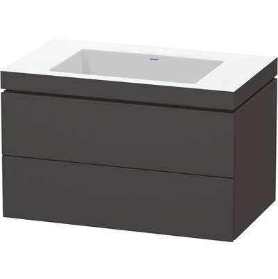 Duravit LC6927N8080 - Duravit L-Cube 31 1/2" Wall Mount Two Drawer C-Bonded Single Vanity In Super Matte Graphite, Including Cabinet And