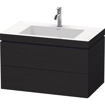 Duravit LC6927O1616 - Duravit L-Cube 31 1/2" Wall Mount Two Drawer C-Bonded Single Vanity In Black Oak, Including Cabinet And Single Hole Sink