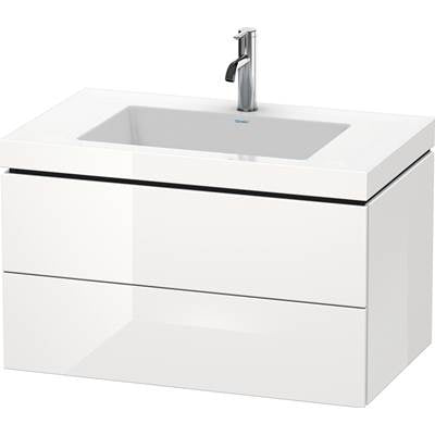 Duravit LC6927O2222 - Duravit L-Cube 31 1/2" Wall Mount Two Drawer C-Bonded Single Vanity In High Gloss White, Including Cabinet And Single Hole Sink