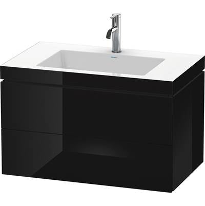 Duravit LC6927O4040 - Duravit L-Cube 31 1/2" Wall Mount Two Drawer C-Bonded Single Vanity In High Gloss Black, Including Cabinet And Single Hole Sink