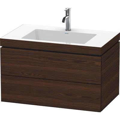 Duravit LC6927O6969 - Duravit L-Cube 31 1/2" Wall Mount Two Drawer C-Bonded Single Vanity In Brushed Walnut, Including Cabinet And Single Hole Sink