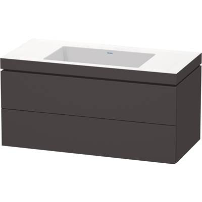 Duravit LC6928N8080 - Duravit L-Cube 39 3/8" Wall Mount Two Drawer C-Bonded Single Vanity In Super Matte Graphite, Including Cabinet And