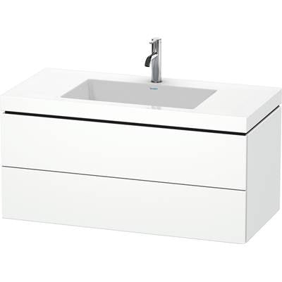 Duravit LC6928O1818 - Duravit L-Cube 39 3/8" Wall Mount Two Drawer C-Bonded Single Vanity In Matte White, Including Cabinet And Single Hole Sink