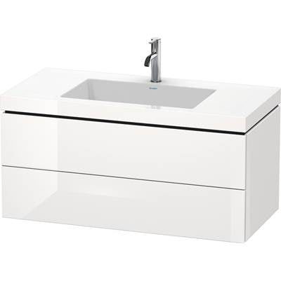 Duravit LC6928O2222 - Duravit L-Cube 39 3/8" Wall Mount Two Drawer C-Bonded Single Vanity In High Gloss White, Including Cabinet And Single Hole Sink
