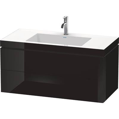 Duravit LC6928O4040 - Duravit L-Cube 39 3/8" Wall Mount Two Drawer C-Bonded Single Vanity In High Gloss Black, Including Cabinet And Single Hole Sink