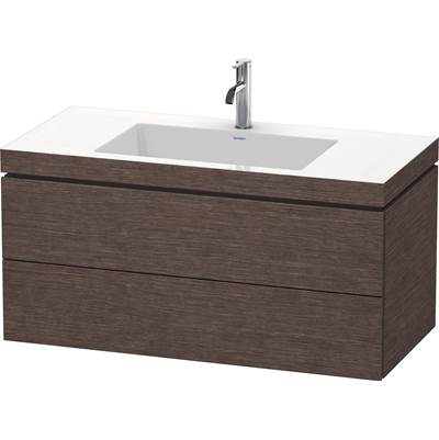 Duravit LC6928O7272 - Duravit L-Cube 39 3/8" Wall Mount Two Drawer C-Bonded Single Vanity In Brushed Dark Oak, Including Cabinet And Single Hole Sink