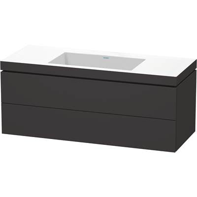 Duravit LC6929N8080 - Duravit L-Cube 47 1/4" Wall Mount Two Drawer C-Bonded Single Vanity In Super Matte Graphite, Including Cabinet And