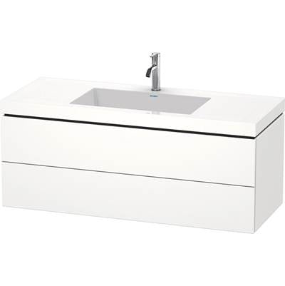 Duravit LC6929O1818 - Duravit L-Cube 47 1/4" Wall Mount Two Drawer C-Bonded Single Vanity In Matte White, Including Cabinet And Single Hole Sink