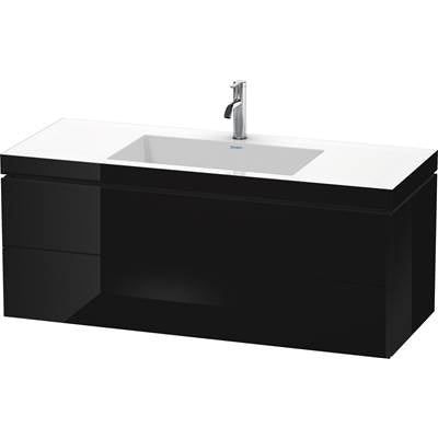 Duravit LC6929O4040 - Duravit L-Cube 47 1/4" Wall Mount Two Drawer C-Bonded Single Vanity In High Gloss Black, Including Cabinet And Single Hole Sink