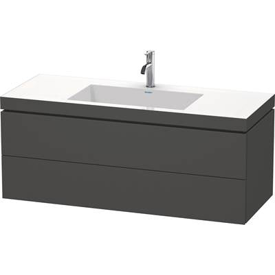 Duravit LC6929O4949 - Duravit L-Cube 47 1/4" Wall Mount Two Drawer C-Bonded Single Vanity In Matte Graphite, Including Cabinet And Single Hole Sink