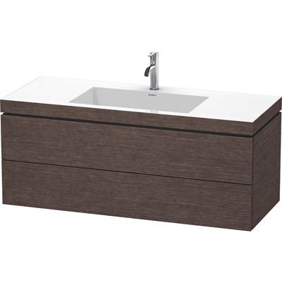Duravit LC6929O7272 - Duravit L-Cube 47 1/4" Wall Mount Two Drawer C-Bonded Single Vanity In Brushed Dark Oak, Including Cabinet And Single Hole Sink