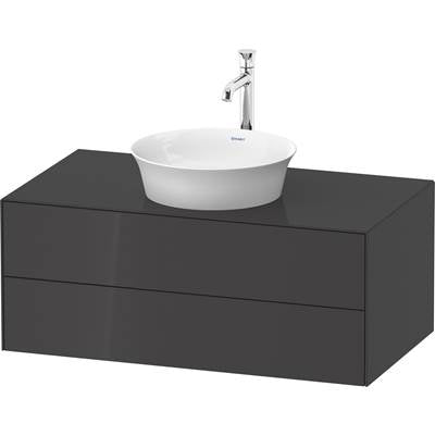 Duravit WT49860H1H1 - Duravit White Tulip 39 3/8" Wall Mount Two Drawer Single Vanity Cabinet In High Gloss Graphite, Sink Sold Separately