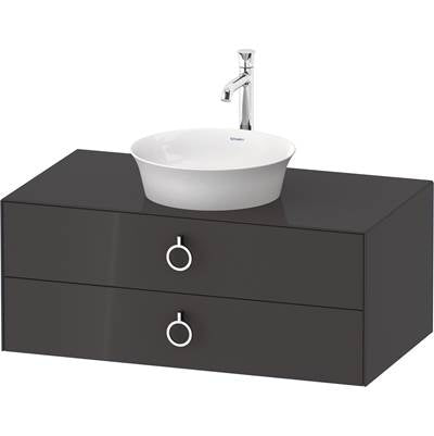 Duravit WT49910H1H1 - Duravit White Tulip 39 3/8" Wall Mount Two Drawer Single Vanity Cabinet In High Gloss Graphite, Sink Sold Separately
