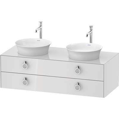 Duravit WT4993B8585 - Duravit White Tulip 51 1/8" Wall Mount Two Drawer Double Vanity Cabinet In High Gloss White, Sink Sold Separately
