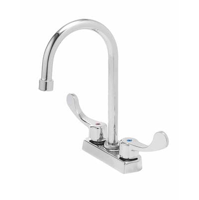 Gerber Plumbing GC044554 - Commercial 2H Centerset Lavatory Faucet W/ Gooseneck Spout Wrist Blade Handles & Less Drain 0.5Gpm Chrome