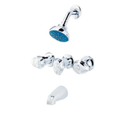 Gerber Plumbing G0058500 - Gerber Hardwater Three Handle Threaded Escutcheon Tub & Shower Fitting With Ips/Sweat Connections & Threaded Spout 1.75Gpm Chrome
