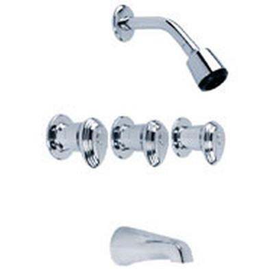Gerber Plumbing G005851081 - Gerber Hardwater Three Handle Threaded Escutcheon Tub & Shower Fitting With Sweat Connections & Slip Spout 1.75Gpm Chrome