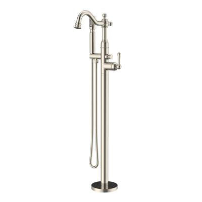 Gerber Plumbing D300557BNT - Traditional Floor Mount Tub Filler Trim Kit With Showerstick Handshower 1.75Gpm Brushed Nickel