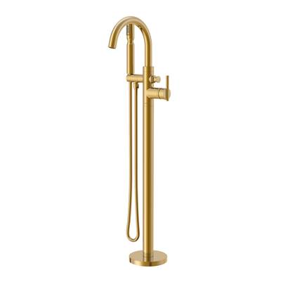 Gerber Plumbing D300558BBT - Contemporary Floor Mount Tub Filler Trim Kit With Showerstick Handshower 1.75Gpm Brushed Bronze