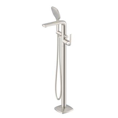 Gerber Plumbing D305056BNT - Transitional Floor Mount Tub Filler Trim Kit With Soft Square Handshower 1.75Gpm Brushed Nickel