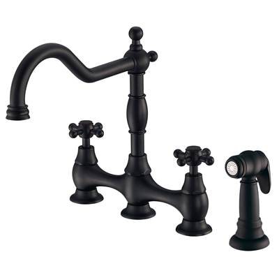 Gerber Plumbing D404457BS - Opulence 2H Bridge Kitchen Faucet W/ Cross Handles W/ Spray 1.75Gpm Satin Black