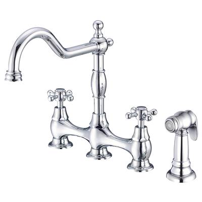 Gerber Plumbing D404457 - Opulence 2H Bridge Kitchen Faucet W/ Cross Handles W/ Spray 1.75Gpm Chrome