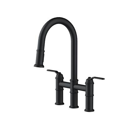Gerber Plumbing D434437BS - Kinzie 2H Bridge Pull-Down Kitchen Faucet 1.75Gpm Satin Black