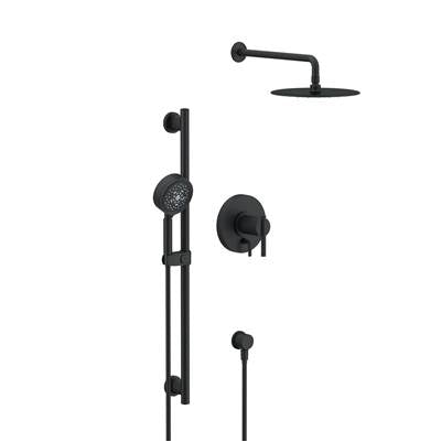 Gerber Plumbing D990558BS - Parma Pressure Balance Shower Trim With Parma 5 Function Hand Shower & Drench 10'' Showerhead & Versa Slide Bar Kit Satin Black