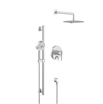 Gerber Plumbing D990558 - Parma Pressure Balance Shower Trim With Parma 5 Function Hand Shower & Drench 10'' Showerhead & Versa Slide Bar Kit Chrome