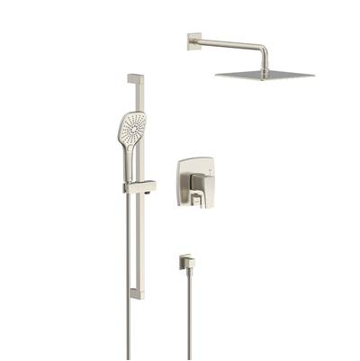 Gerber Plumbing D990570BN - Tribune Pressure Balance Shower Trim With 3 Function Hand Shower & Drench 10'' Showerhead & Versa Slide Bar Kit Brushed Nickel