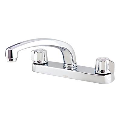 Gerber Plumbing G0742416 - Gerber Classics 2H Kitchen Faucet Deck Plate Mounted W/Out Spray & W/ Metal Fluted Handles 1.75Gpm Chrome. Compression Cartridge