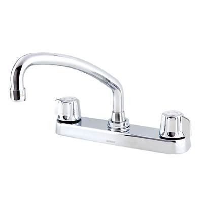 Gerber Plumbing G0742426 - Gerber Classics 2H Kitchen Faucet Deck Plate Mounted W/Out Spray & W/ Metal Fluted Handles & Tubular Spout 1.75Gpm Chrome