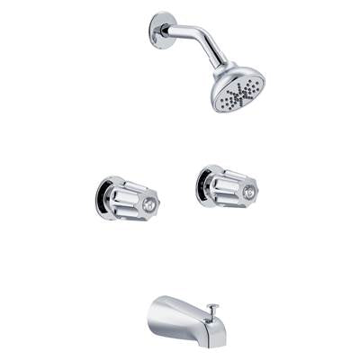 Gerber Plumbing G0748720 - Gerber Classics Two Metal Fluted Handle Threaded Escutcheon Tub & Shower Fitting With Ips/Sweat Connections 1.75Gpm Chrome