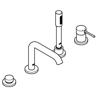 Grohe 19578ENA - 4-Hole Single-Handle Deck Mount Roman Tub Faucet With 6.6 L/Min (1.75 Gpm) Hand Shower
