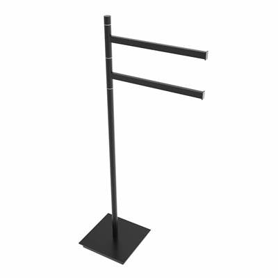 ICO Bath V91255 - Square Freestanding Swivelling Double Towel Bar - Matte Black