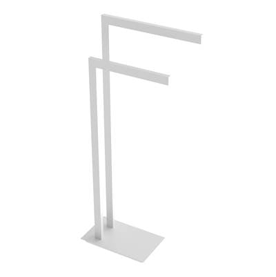 ICO Bath V91152 - Square Freestanding Double Towel Bar - Matte White