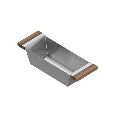 Home Refinements by Julien 205223 - Colander For 16In Sink, Walnut Handles, 6X17X4-1/4